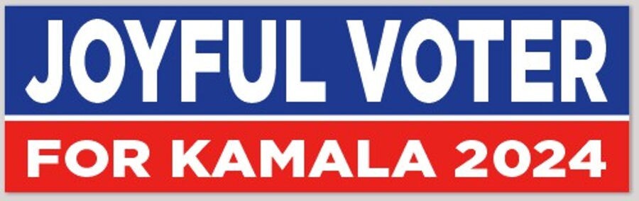 Joyful Voter For Kamala Harris Tim Walz President 3×10 Bumper Sticker