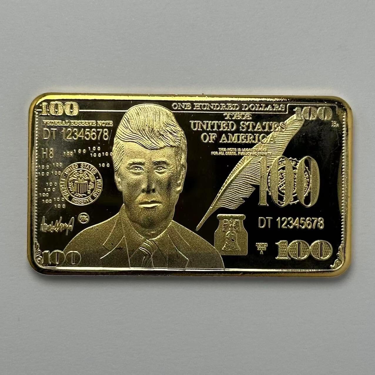 Donald Trump 24K Gold Plated $100 Bar – Collectible Coin/Bar In Protective Case