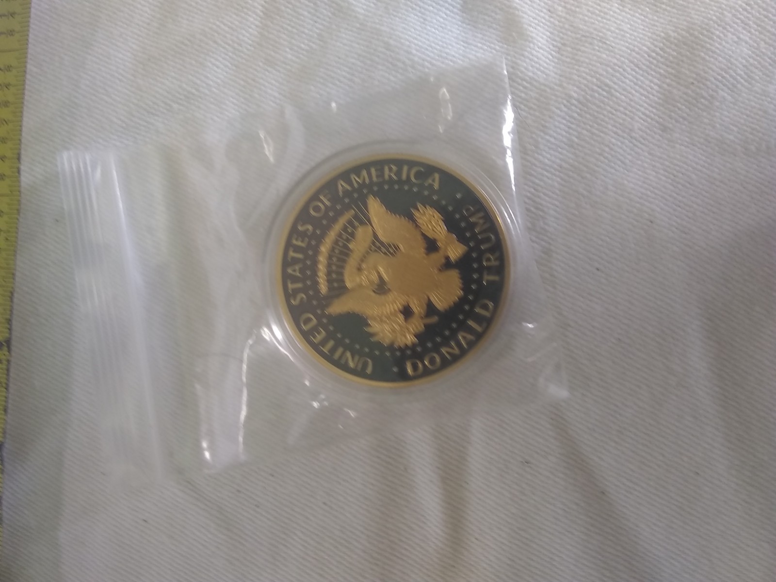 TWO Donald Trump Liberty 2019 Gold/Blue Coin. In God We Trust. Seal of Us