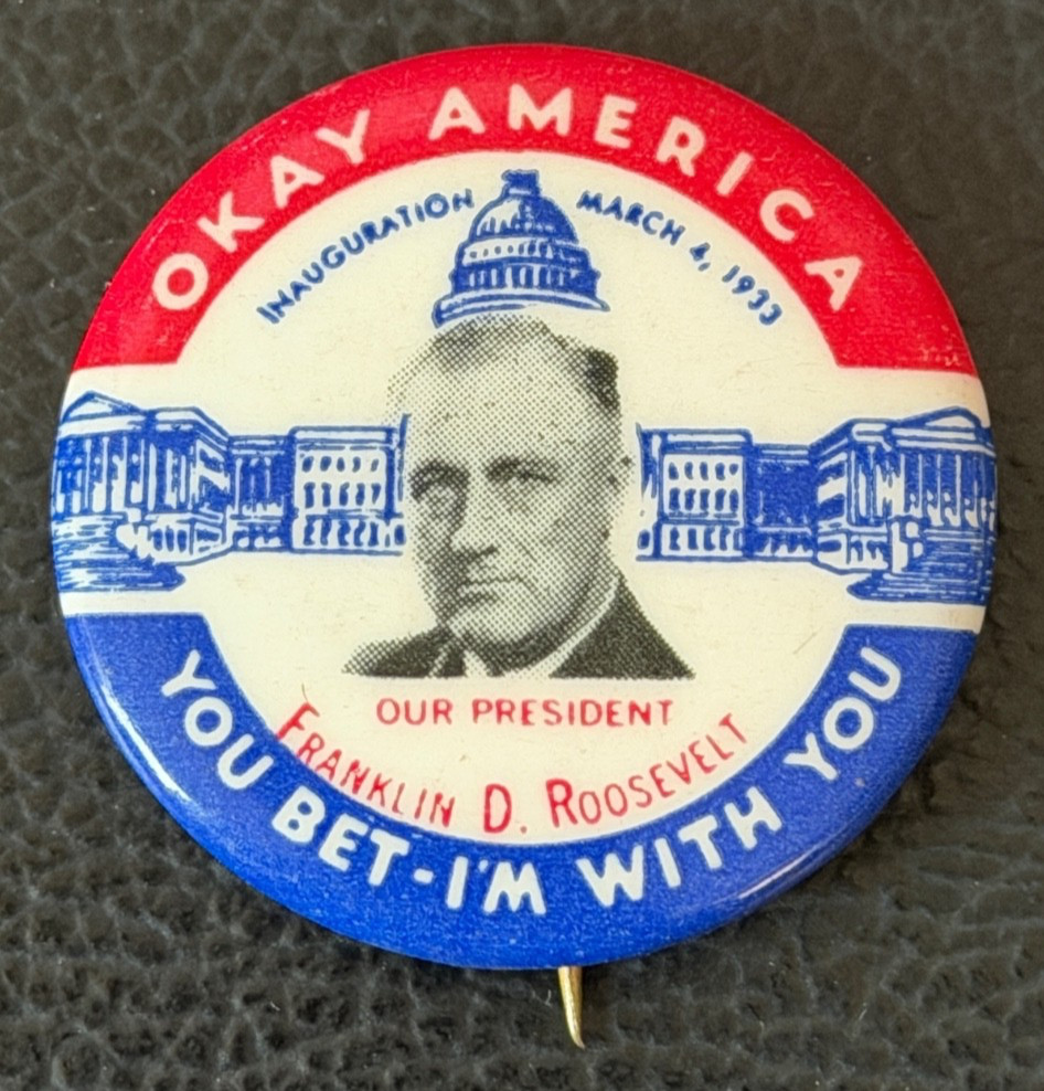 Vintage PRESIDENTIAL Pinback FRANKLIN ROOSEVELT (FDR) Political Campaign Button