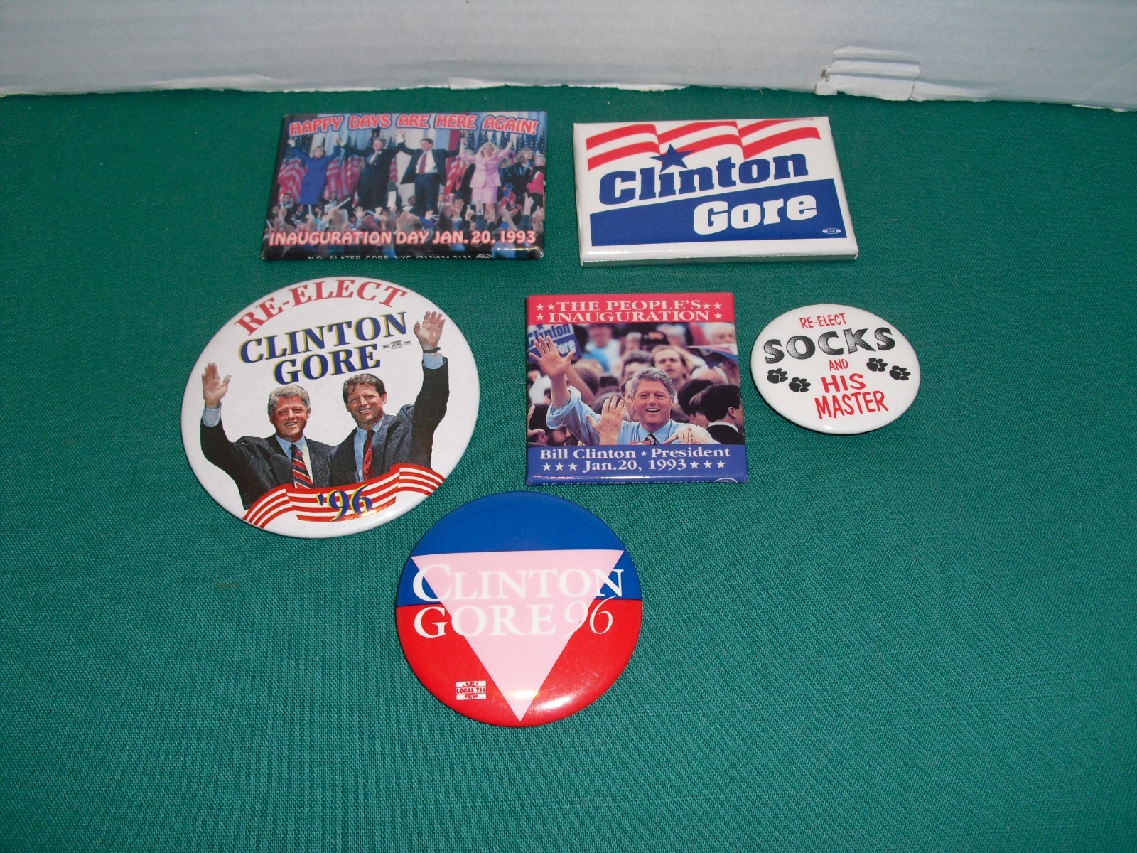 6 CLINTON GORE Political Presidential Misc. Hillary Button Pin Pinback