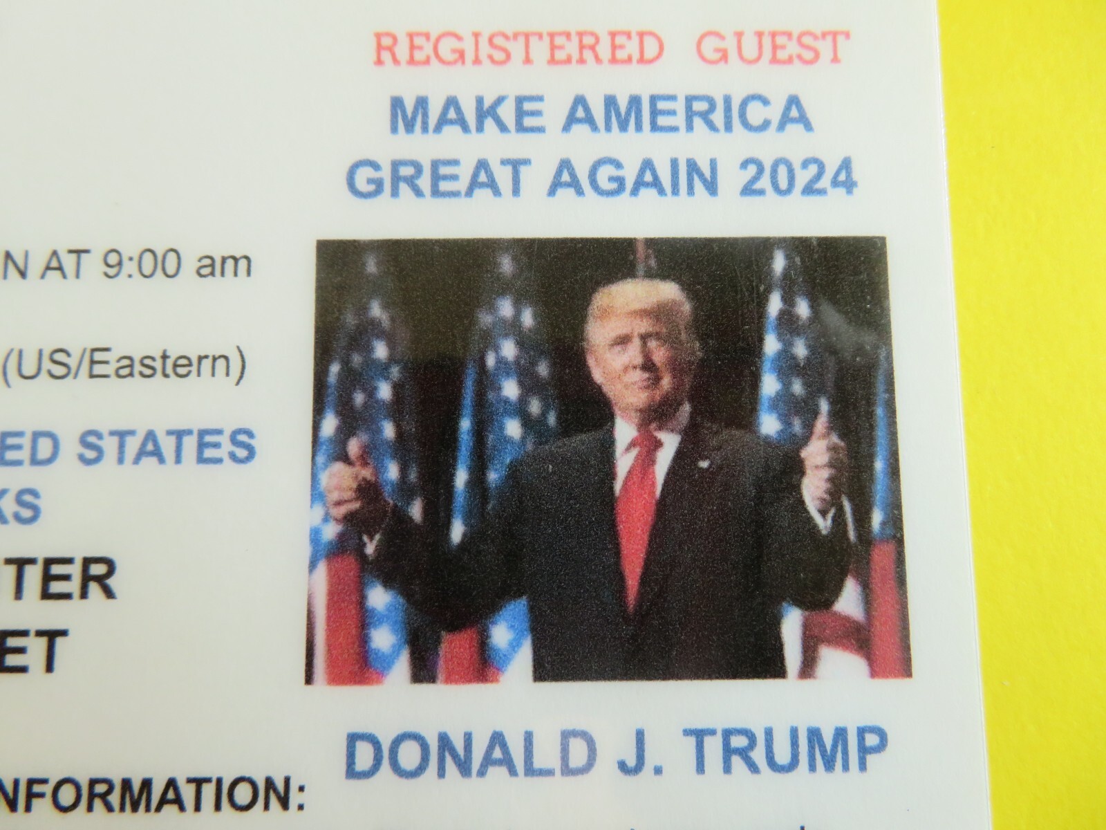 DONALD TRUMP, REGISTERED GUEST, ROME, GEORGIA, MARCH 09, 2024, MAGA RALLY TICKET