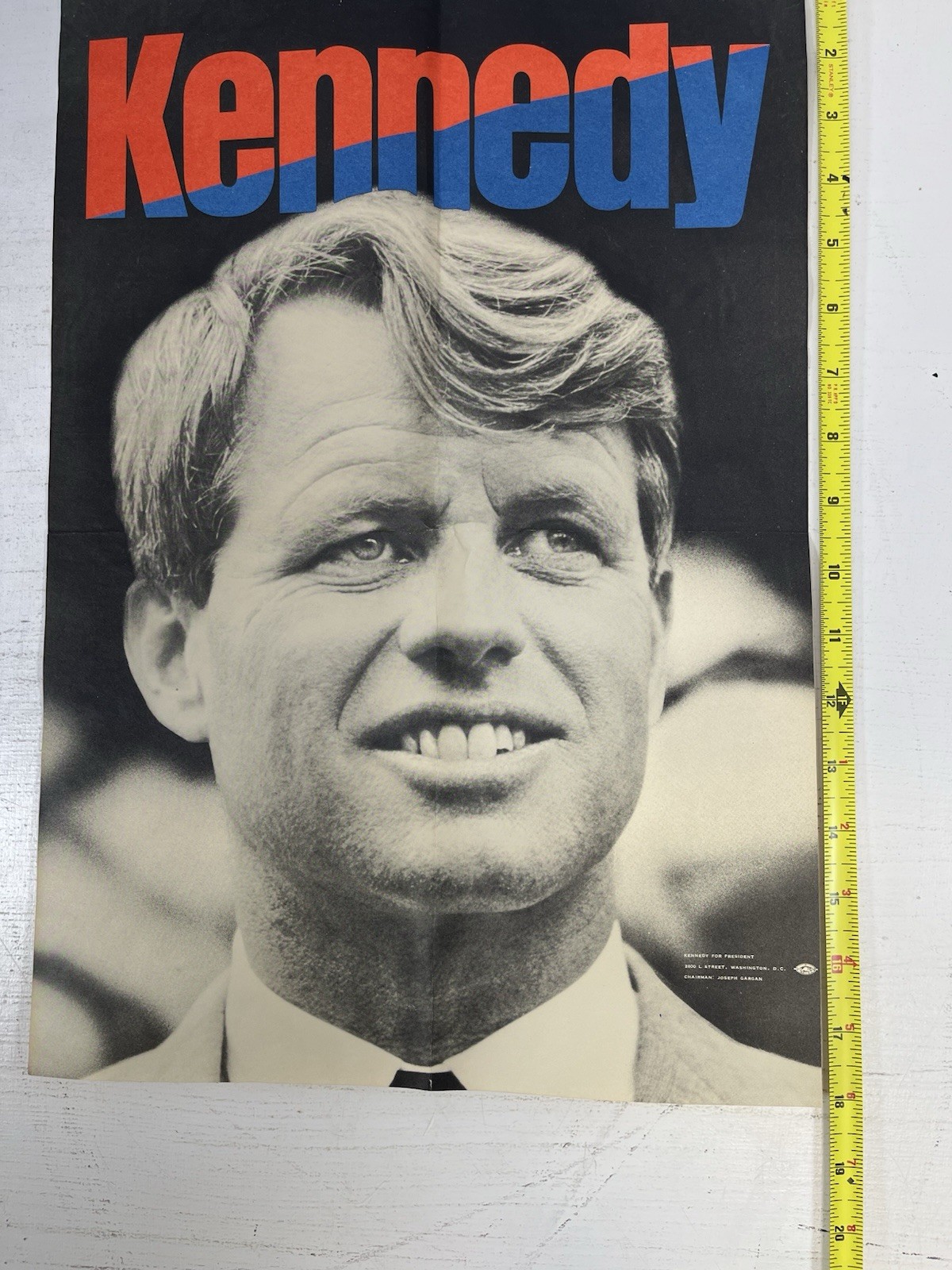 Kennedy For President Poster – 18 in X 12 in. In Plastic Sleeve, Has Been Folded