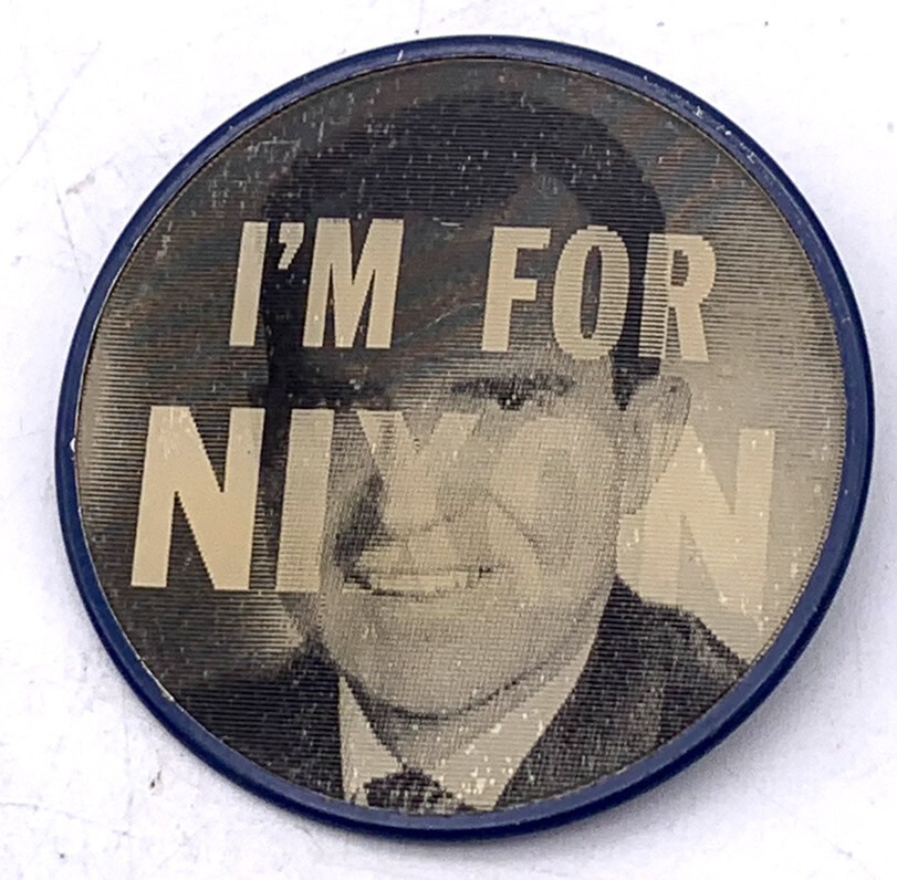 Vintage “I’M FOR NIXON”, Political Flasher Button Pin Campaign 1960