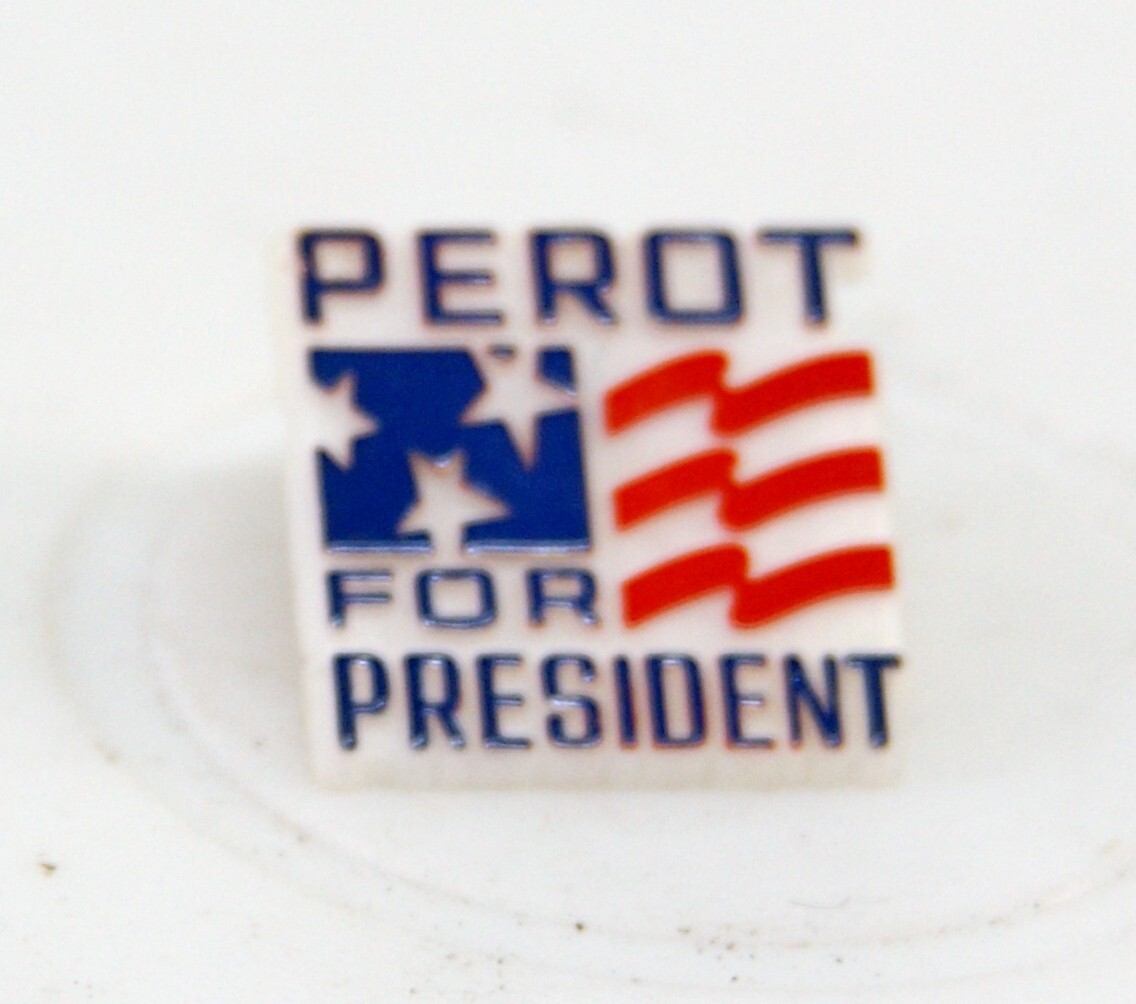 Vintage Political Pin “Perot for President” Plastic NOS 6469