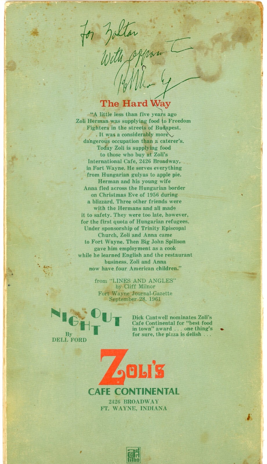 One of Robert F. Kennedy’s Last Signed Items ~ 1968 Restaurant Menu ~ JSA LOA