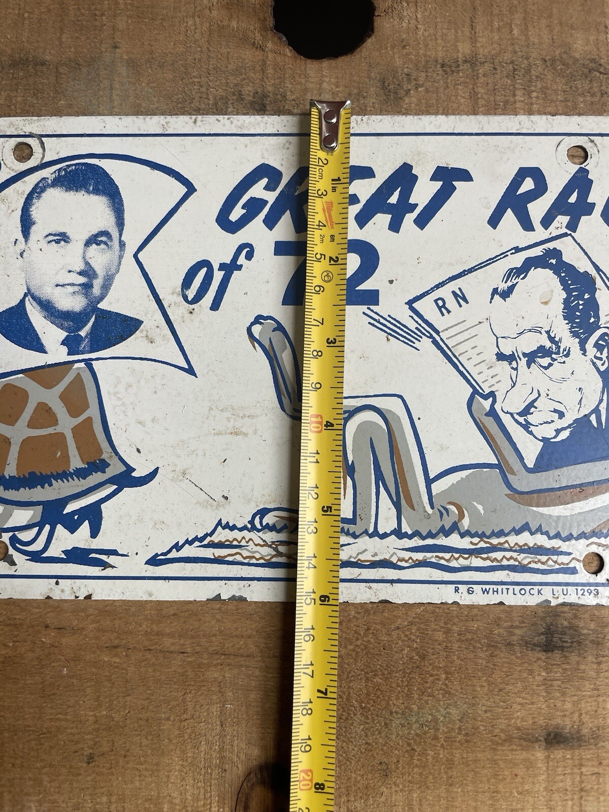 Vtg 1977 George Wallace Anti-Nixon Presidential Campaign Booster License Plate