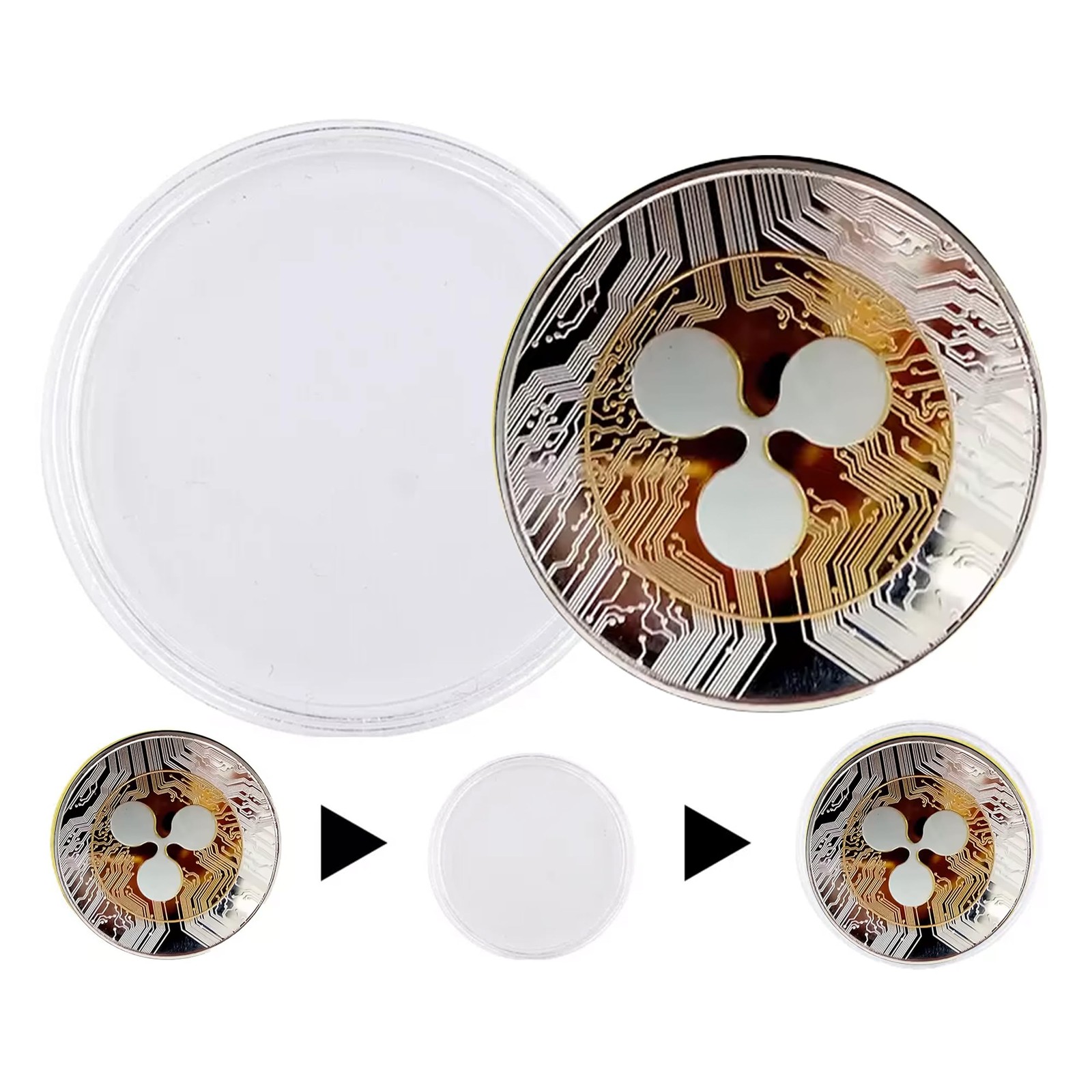 XRP Ripple Blockchain Crypto Gold on Silver Plated Coin Collectorâ€™s Medallion