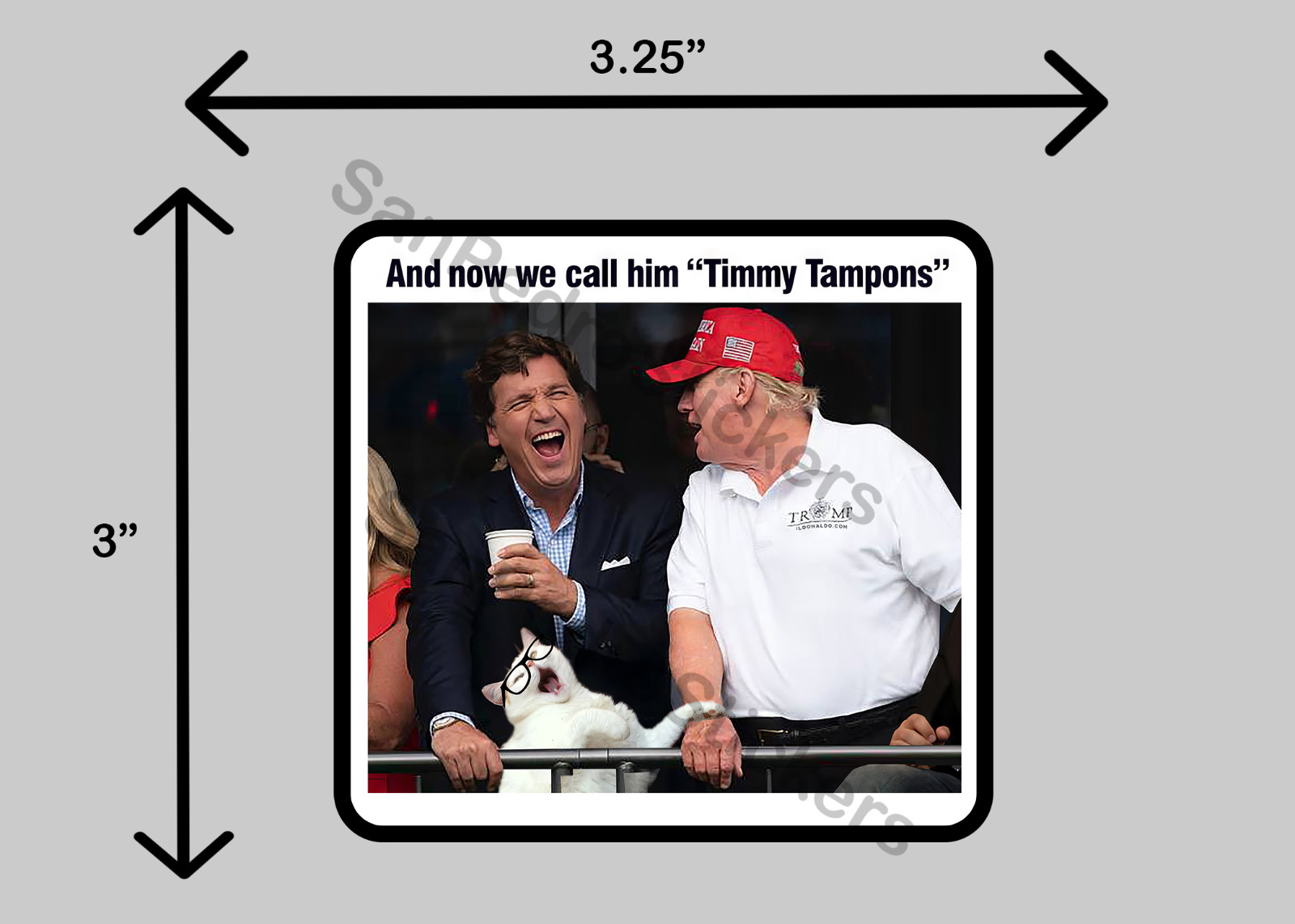 Timmy Tampon – TRUMP / VANCE 2024 – MAGA – FKH – 3.25″ x 3″ Glossy Vinyl Sticker