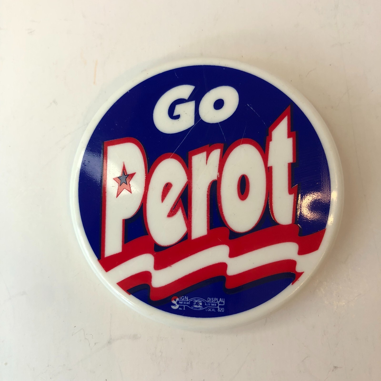 1992 Ross Perot “Go Perot” 2 1/4″ Red White Blue Presidential Campaign Button