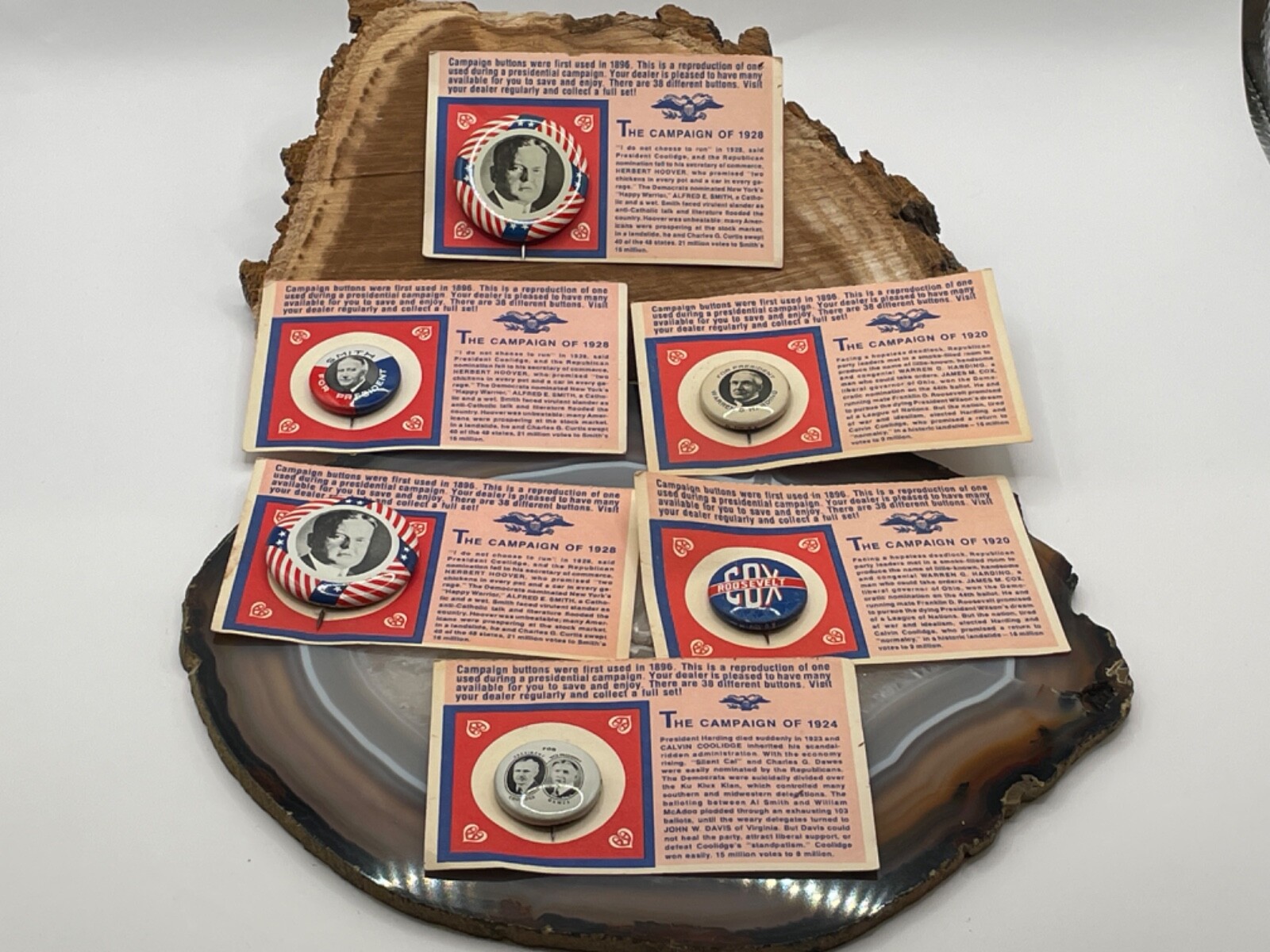 Vintage Lot of 6 Campaign Buttons Vintage Collector Reproductions 1920s–3042.24