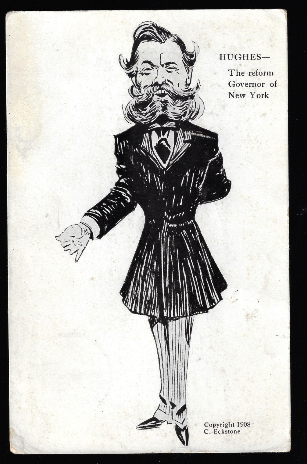 1908 Charles Hughes NY Gov Presidential Hopeful Postcard Ekstone Cartoon Set