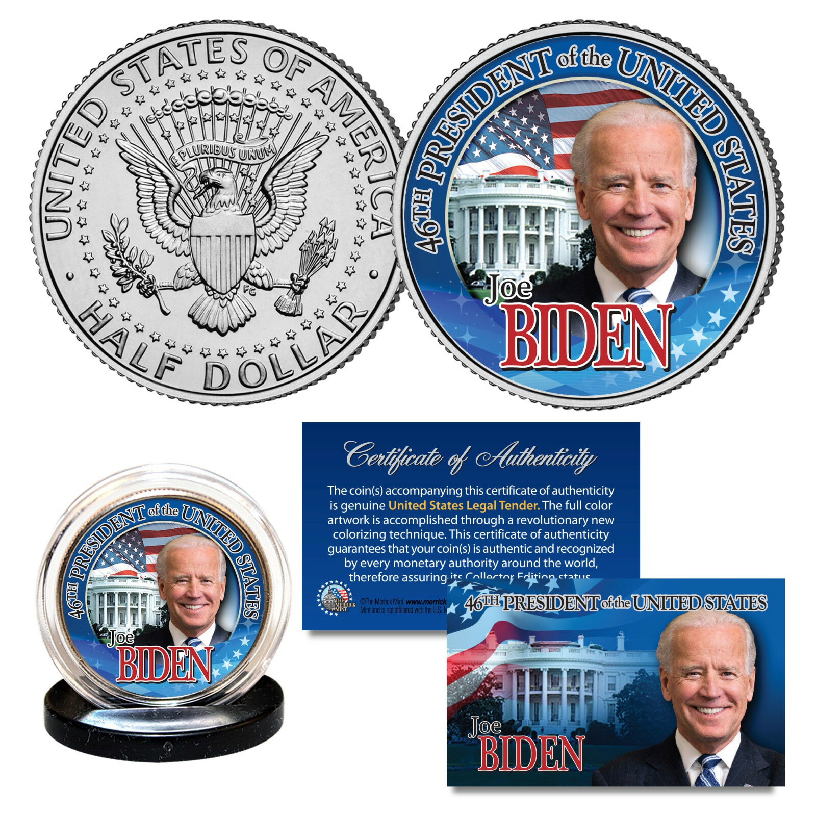 JOE BIDEN 46th President of the U.S. Official JFK Half Dollar Coin WHITE HOUSE