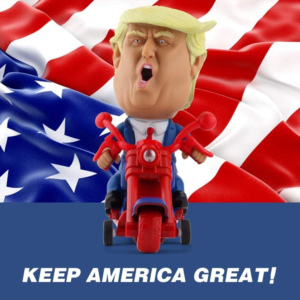 DINOBROS President Donald Trump 2024 Toy Figure Riding Motorcycle Funny Rev Up C