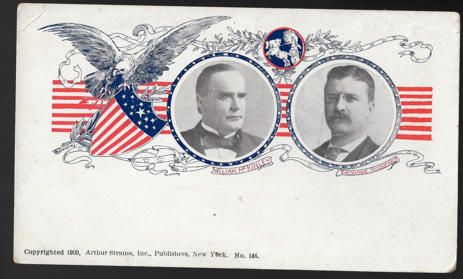 HTF 1900 McKinley Roosevelt Early Jugate Private Mailing Postcard Mate 2 Our WJB