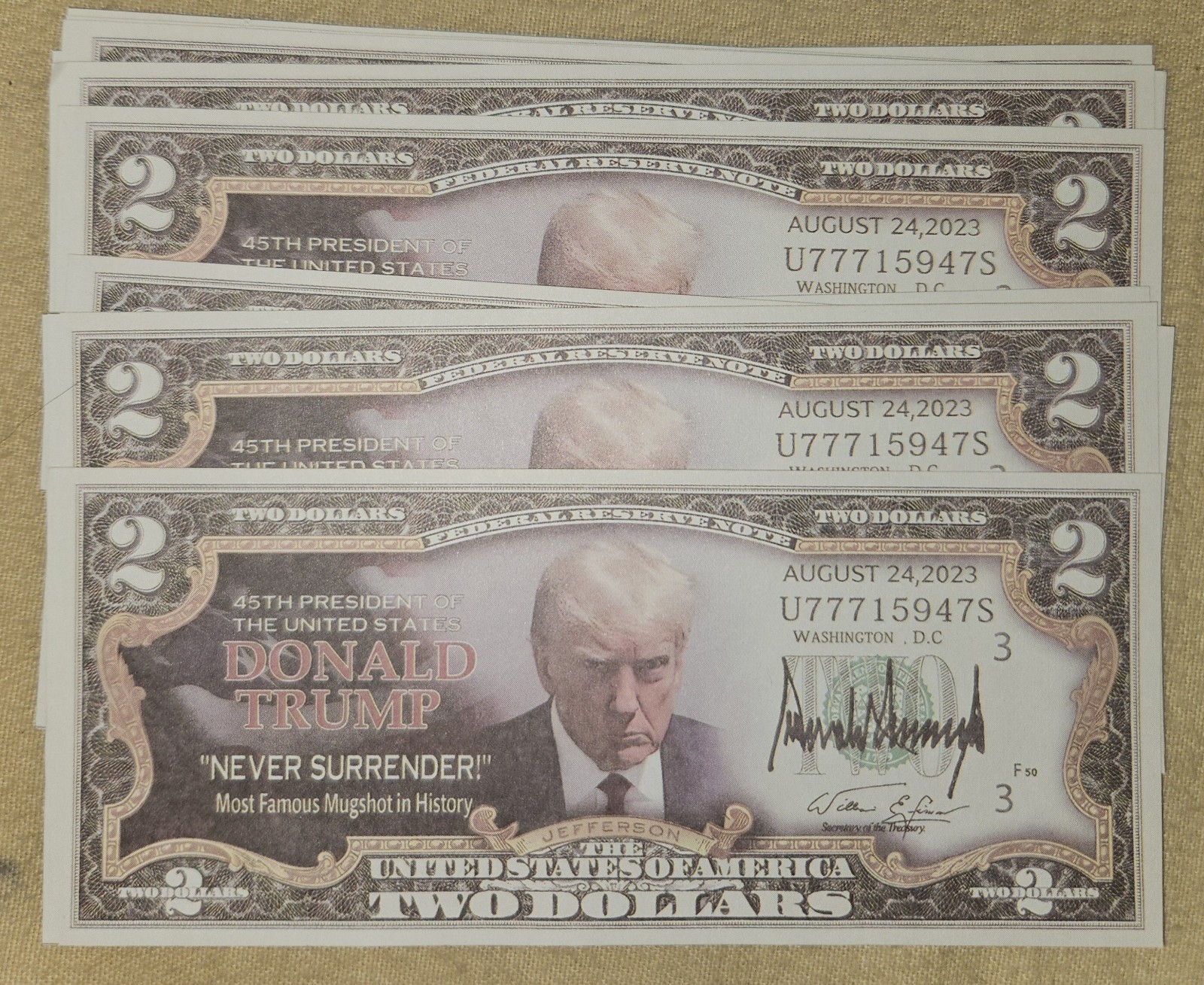 10 Donald Trump FUNNY $2 Dollar Bill Memorabilia Not Legal Tender FAKE