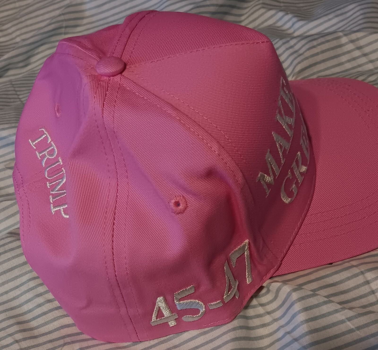 Pink & White Trump 45-47 Make America Great Again 2024 MAGA USA MADE