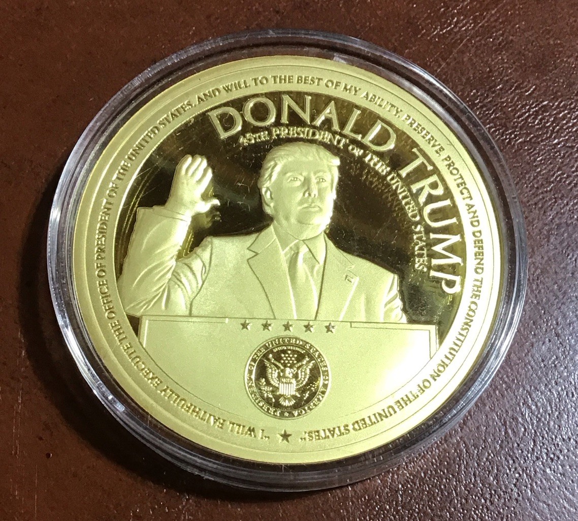2016 Donald Trump “Make America Great Again” 24K Gold-Layered Coin COA B00598