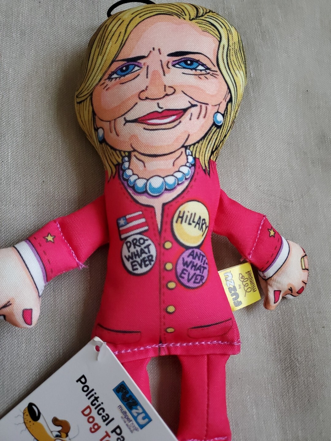 FUZZU 12″ Hillary & Bill Clinton Squeakers Political Parody Dog Toys w Tags