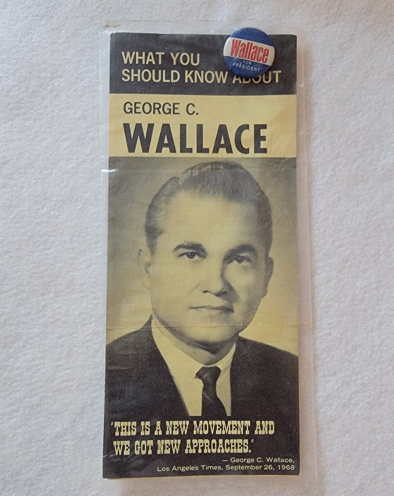 1968 George Wallace Pamphlet And Pinback Button