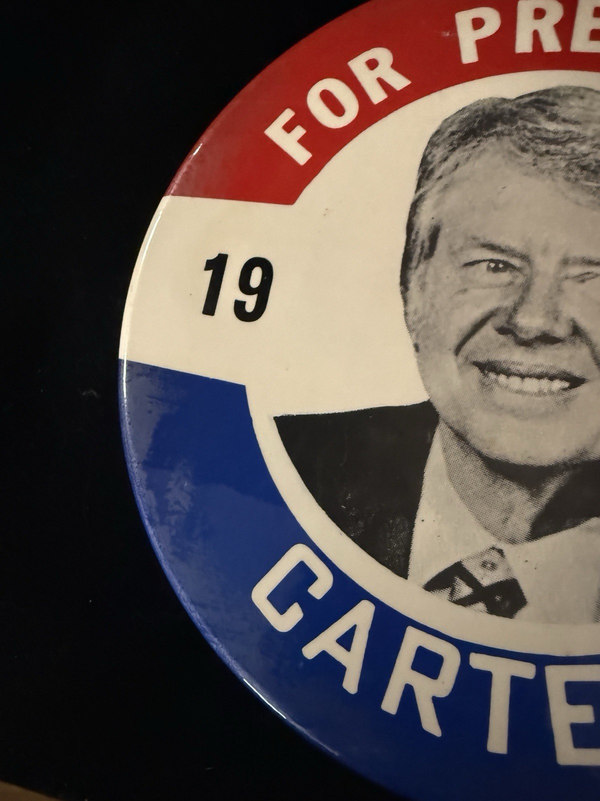 Jimmy Carter 1976 Button Pin Large 9″ President Political Red White Blue RARE