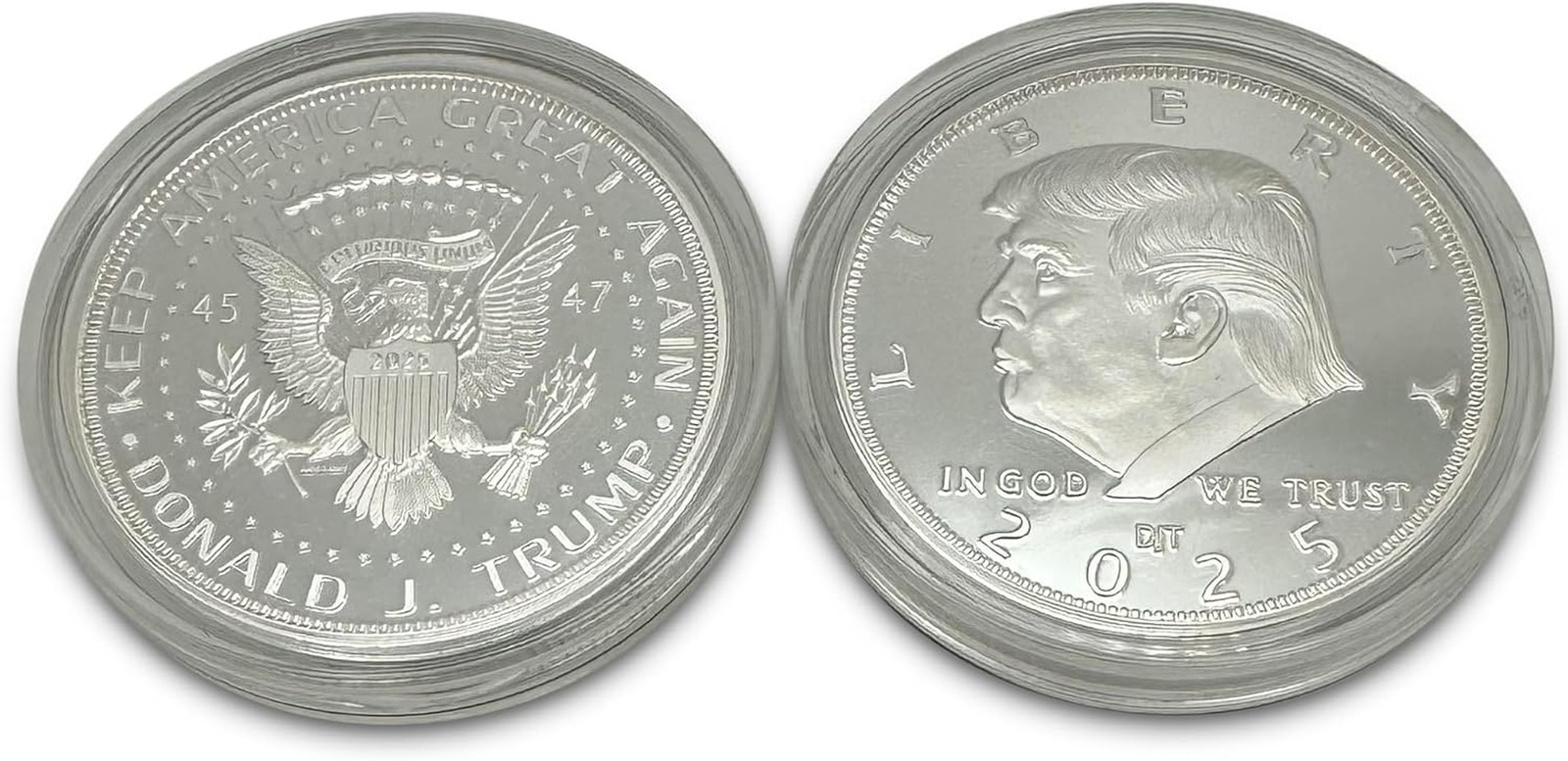 President Donald J. Trump 2025 Silver American Eagle Challenge Coin with Certifi