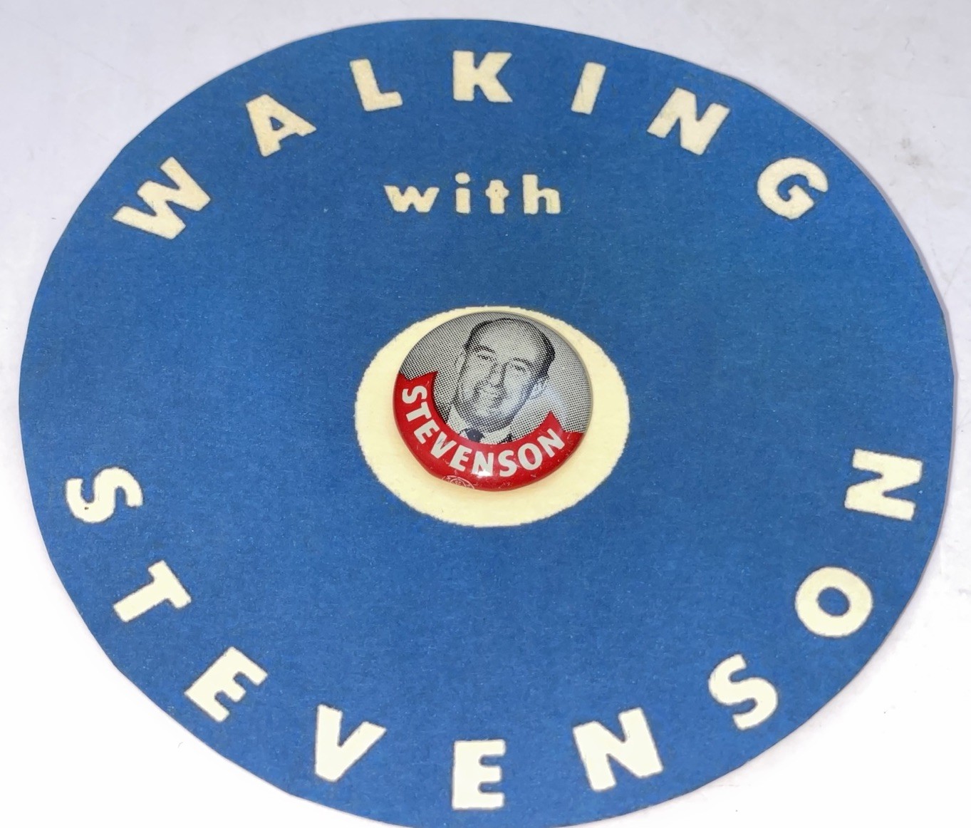 1952 1956 “Walking With Stevenson” Adlai democrat President 3/4”Bastian Button