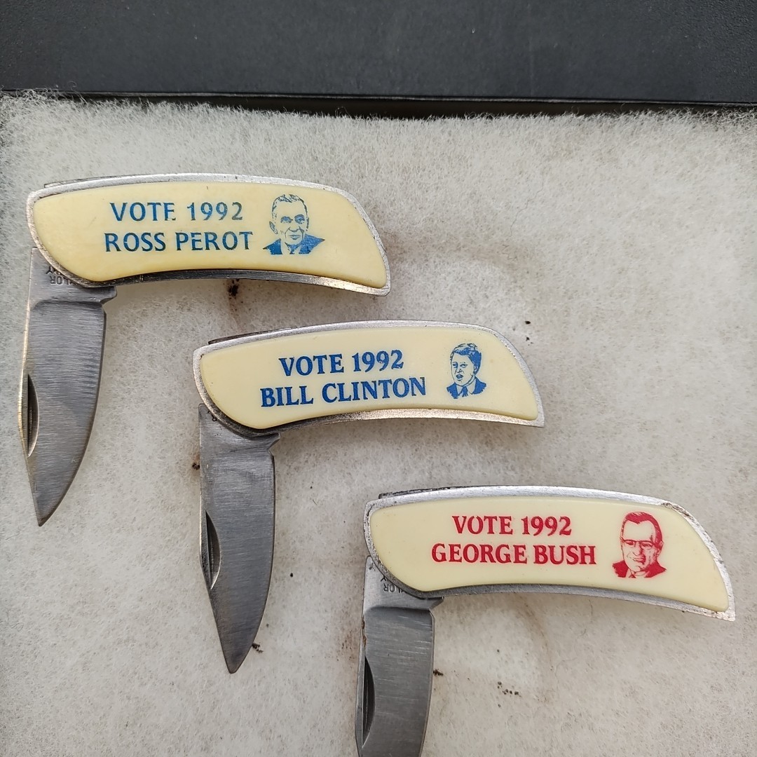 1992 Pres. Campaign knives George Bush Bill Clinton Ross Perot. Taylor Cutlery