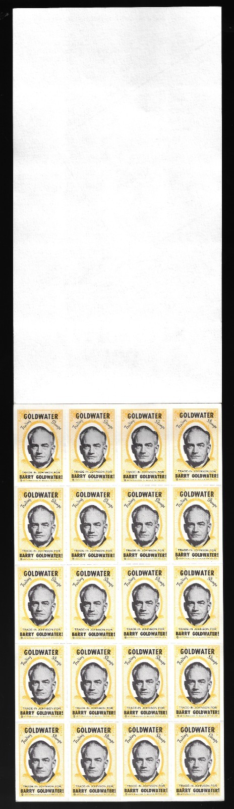 1964 Complete Book of Barry Goldwater Prez Campaign Trading Cinderella Stamps NM