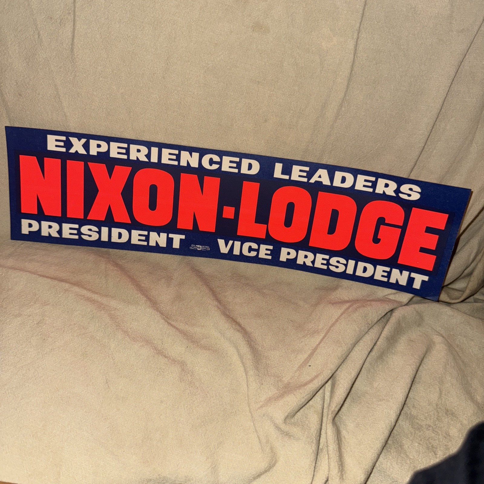 Vintage 1960 Nixon-Lodge Bumper Sticker