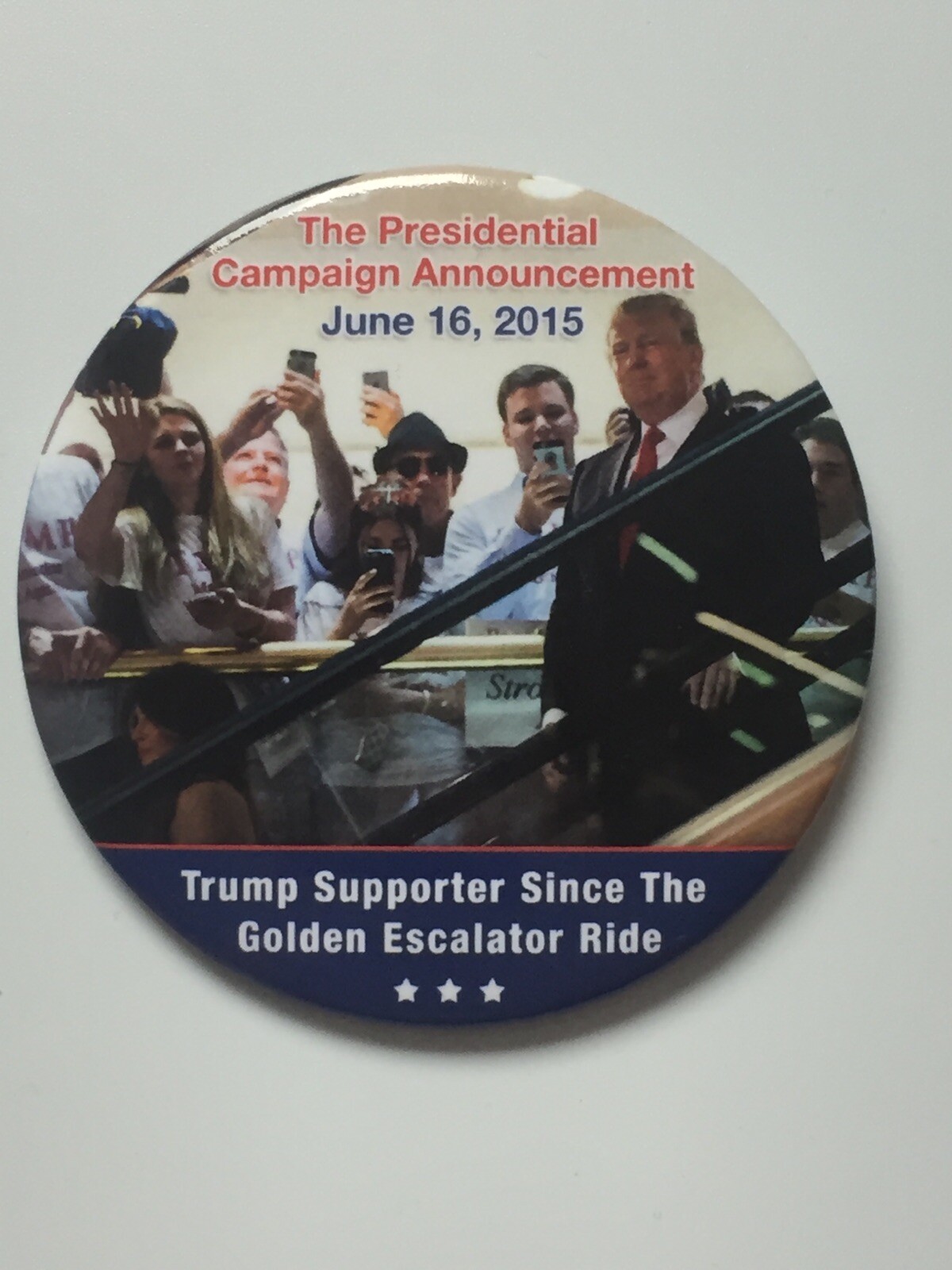 2024 President Donald Trump 3″ Button Golden Escalator Ride Announcement Pin