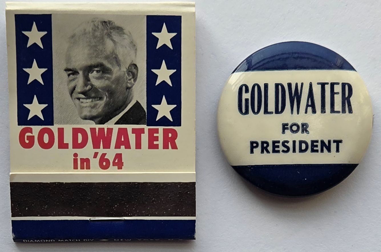 Rare Goldwater in ’64 Matches and Goldwater for President Pinback, 1 1/4″