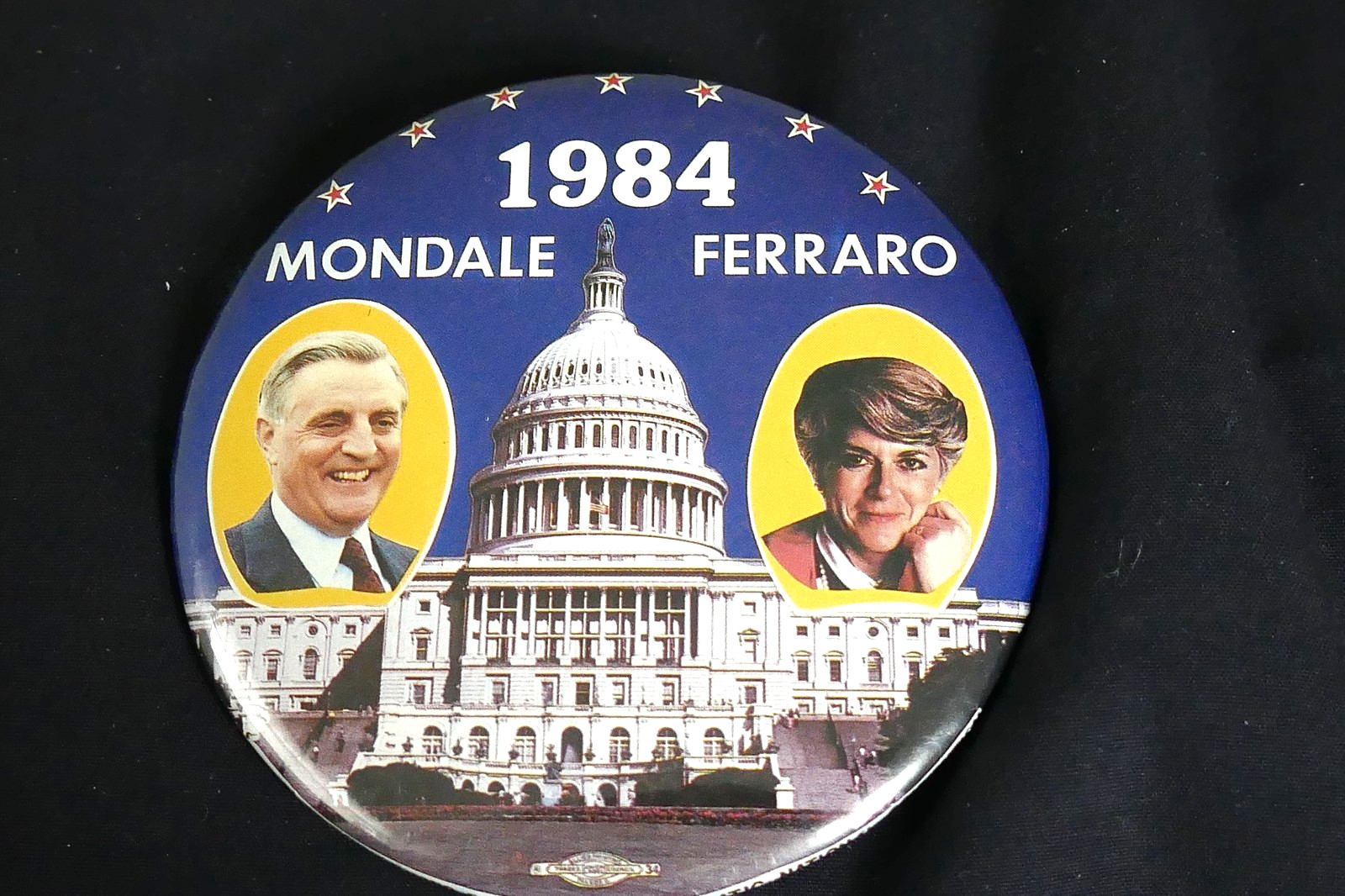 1984 Walter Mondale Geraldine Ferraro Presidential Jugate Pin Button Pinback