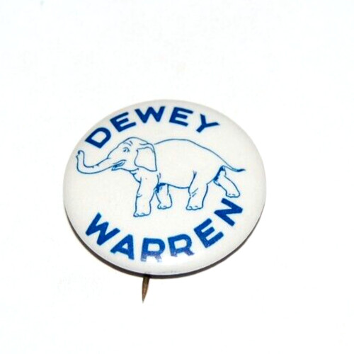 1948 THOMAS E DEWEY 1.25 EARL WARREN campaign political president pinback button