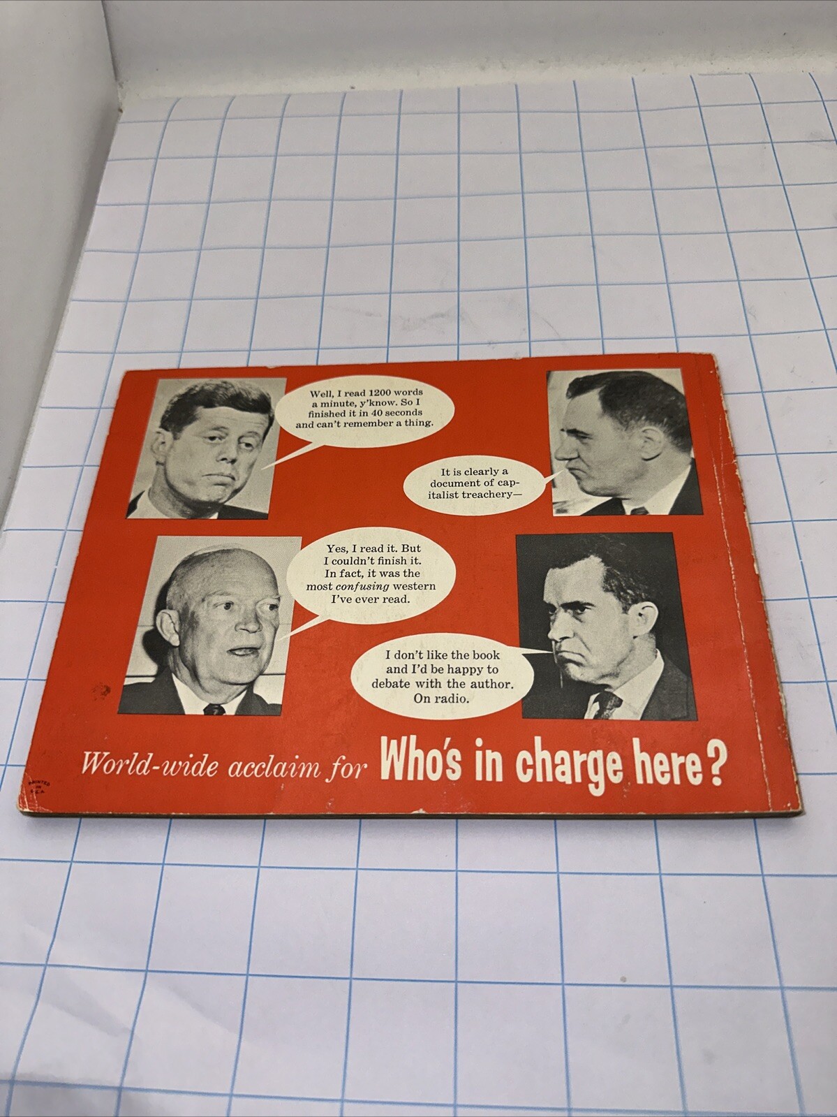 VTG 1962 Who’s In Charge Here by Gerald Gardner Comical Political Joke Book JFK