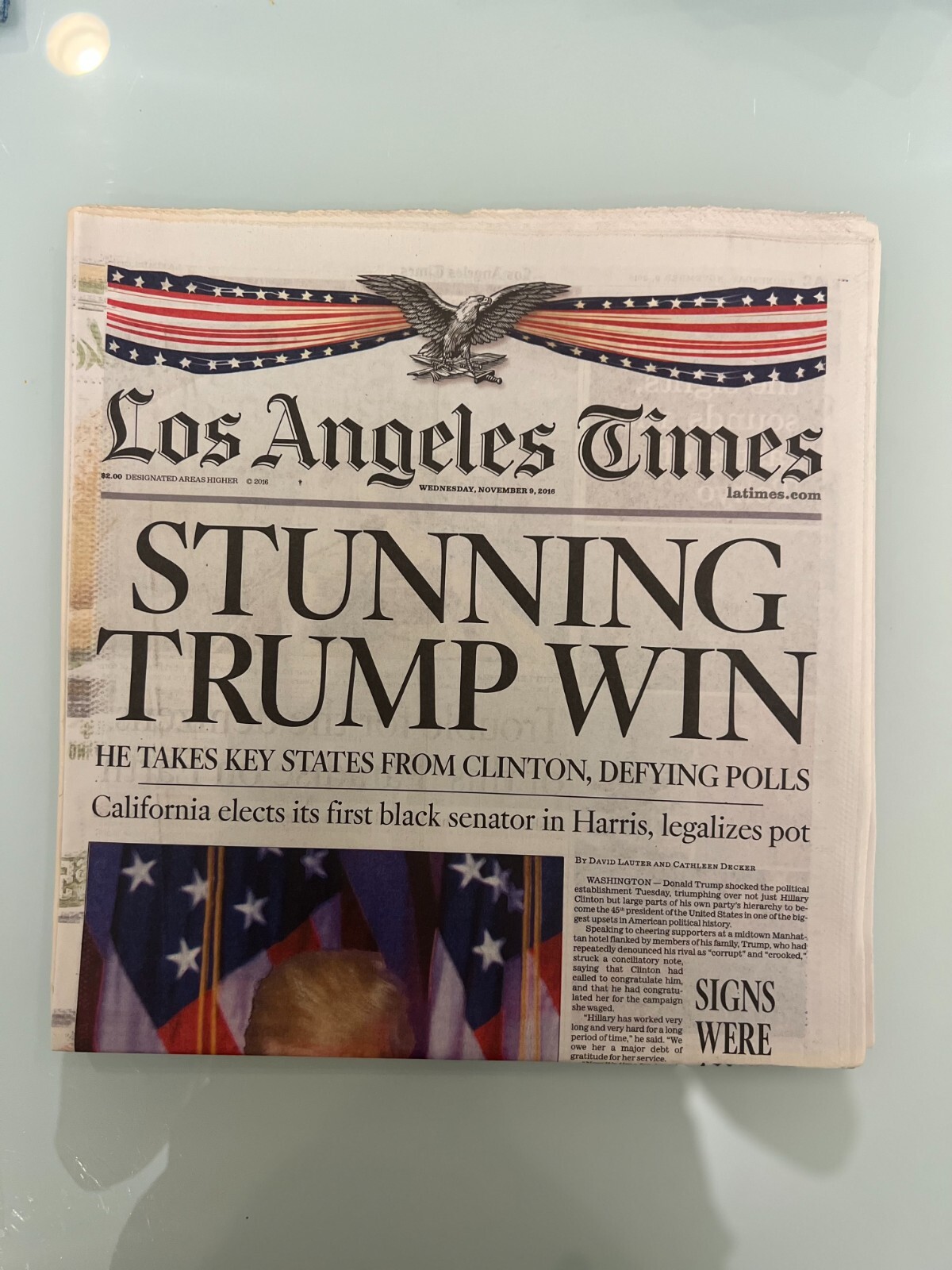 Donald Trump Wins 2016 Presidential Election LOS ANGELES TIMES November 9, 2016