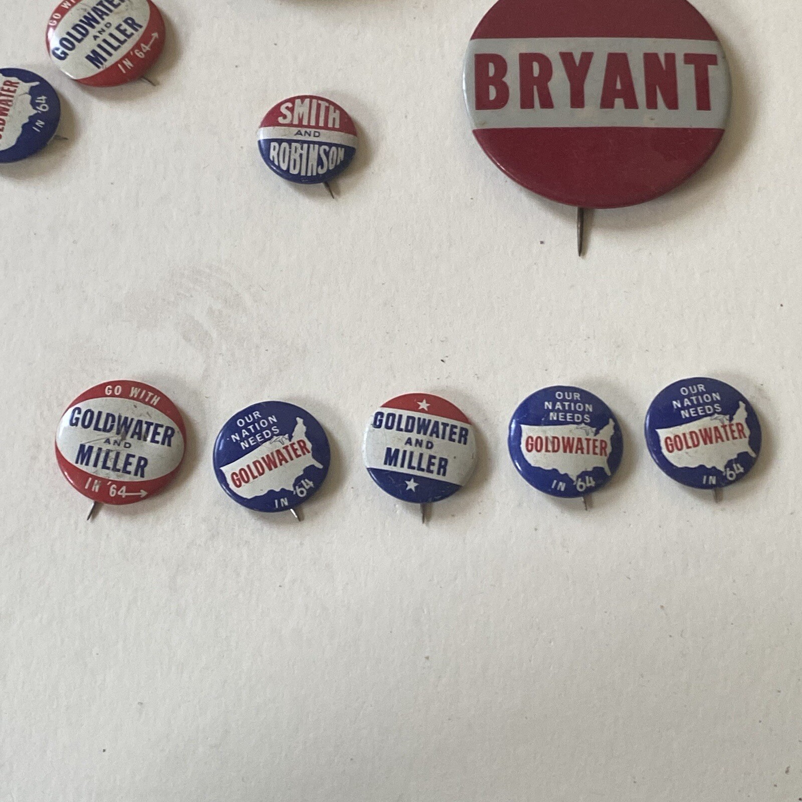 1960’s Presidential Campaign Political Pin Buttons Goldwater Etc Vintage