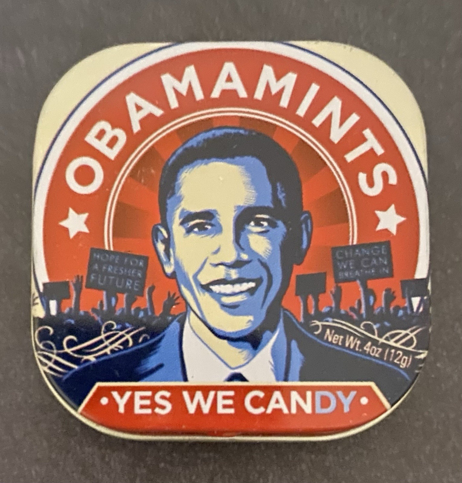 OBAMA MINTS Empty YES WE CANDY Metal Tin Presidential Politics SOUVENIR 1 5/8 SQ