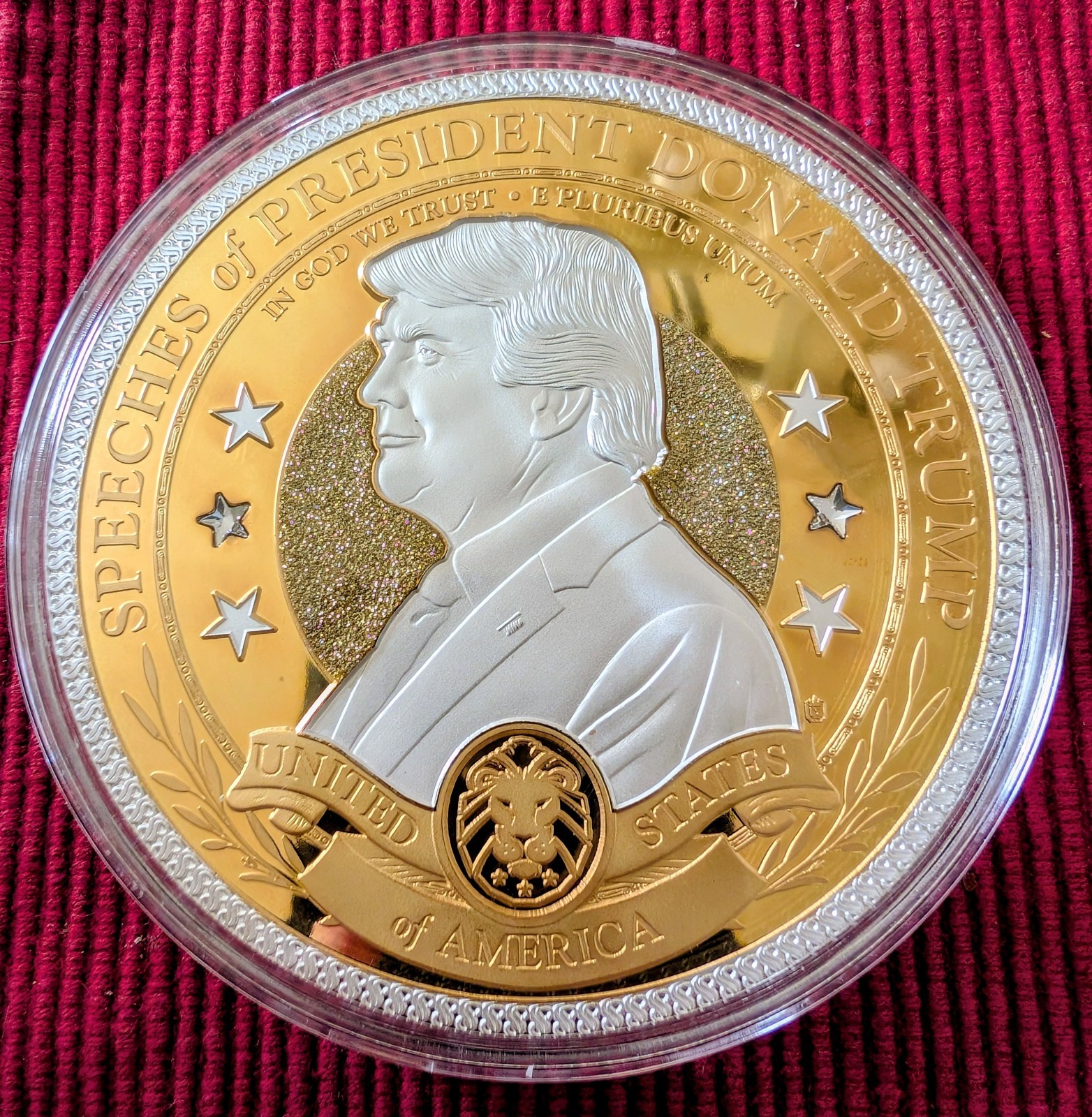 10 Gold/Silver Plated Donald Trump Coins in Protective Holders. MAGA.