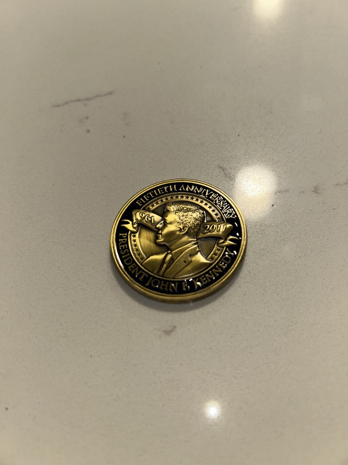 John F Kennedy 50th Anniversary Inauguration Bronze Medal Challenge Coin & Case