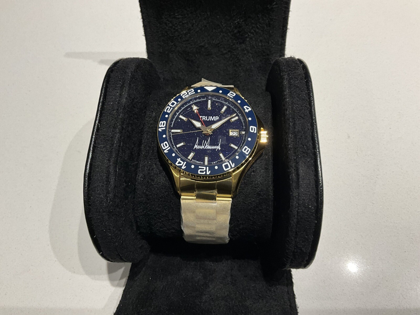 PRESIDENT DONALD TRUMP WATCH BOSS BLUE AVENTURINE 18K GOLD LE #188 ONLY 500 MADE