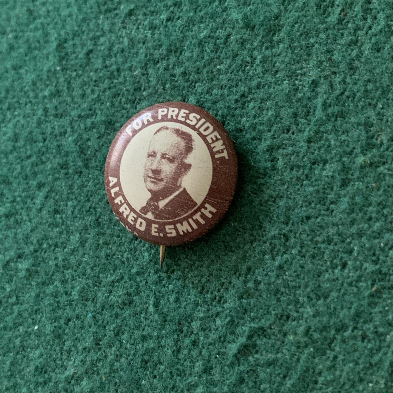 Alfred SMITH 1928 Presidential Campaign Political Pinback Button Pin, Greenduck