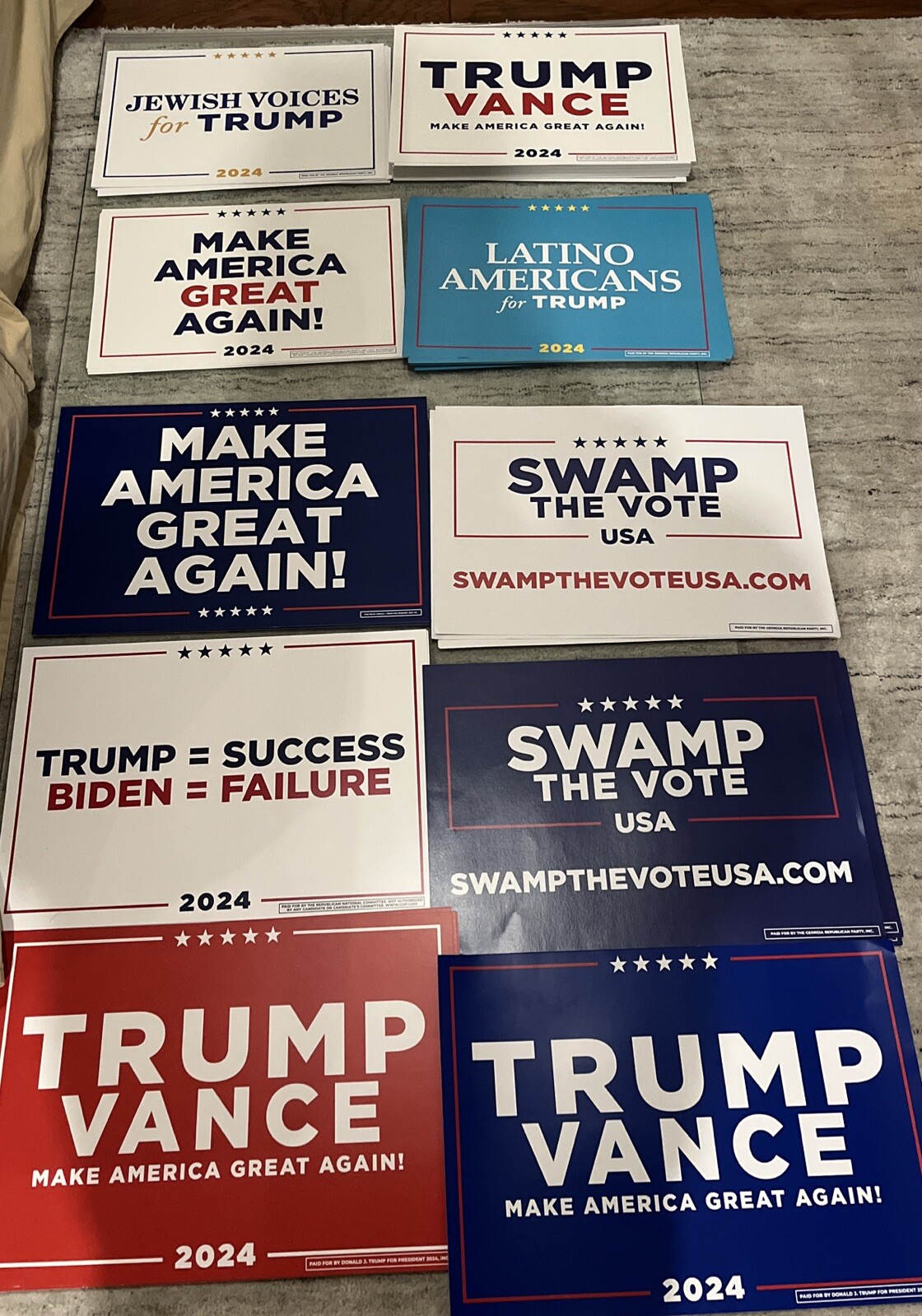 *INAUG SALE* Mix/Match any 2x Trump/Vance Official Campaign Placard Rally Signs