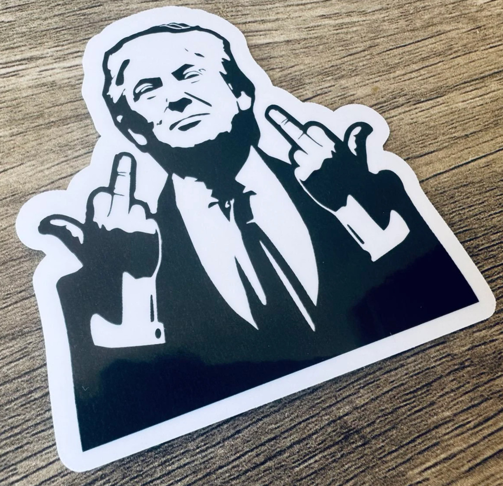 President Donald Trump Flipping the Bird – Trump 2024 – 3″ Decal/Sticker