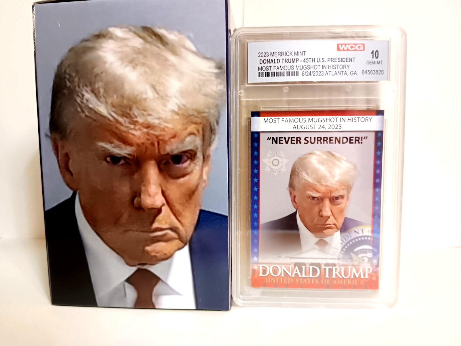 Trump Mugshot Bobblehead Election Interference & Graded/Slabbed Trump Card