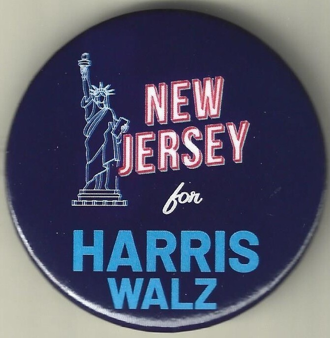 2024 Harris & Walz – 2.25″ / “New Jersey” Presidential Campaign Button(K193)