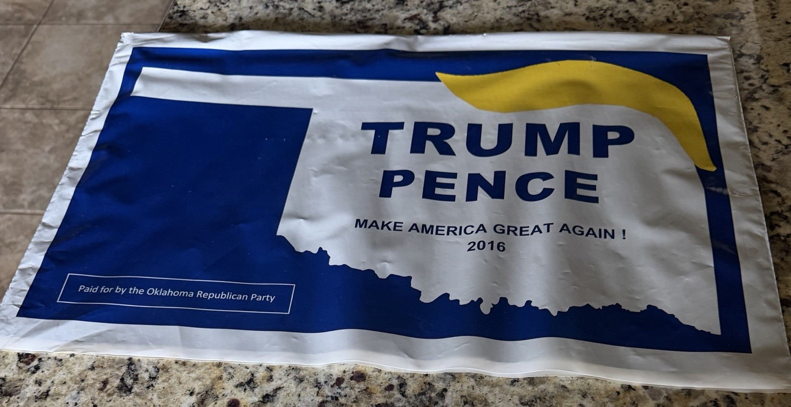 2016 Trump Pence Oklahoma Republican Party Plastic Yard Sign