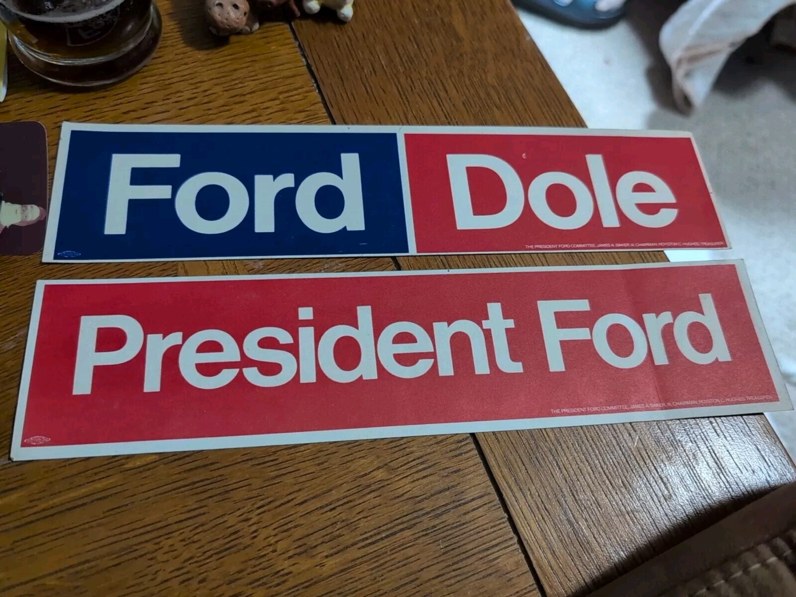 Original 1976 Gerald Ford Bob Dole Presidential Race Stickers