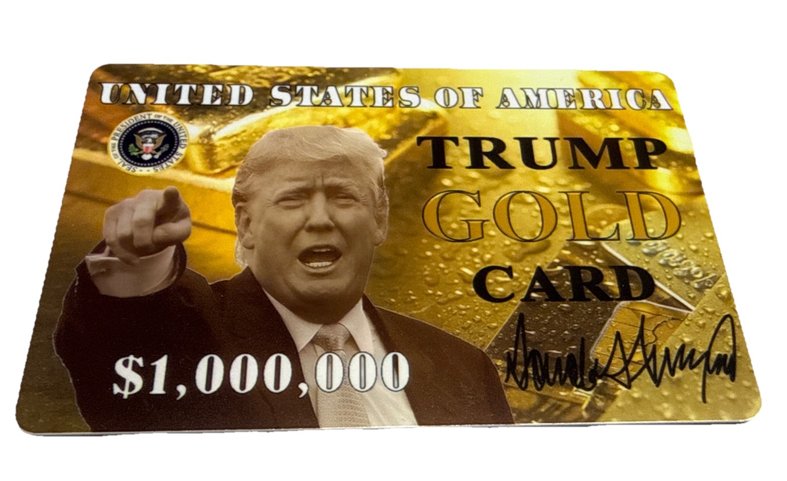 Donald Trump GOLD CARD ID Card Plastic US Citizen ICE MAGA Funny Gift Prank