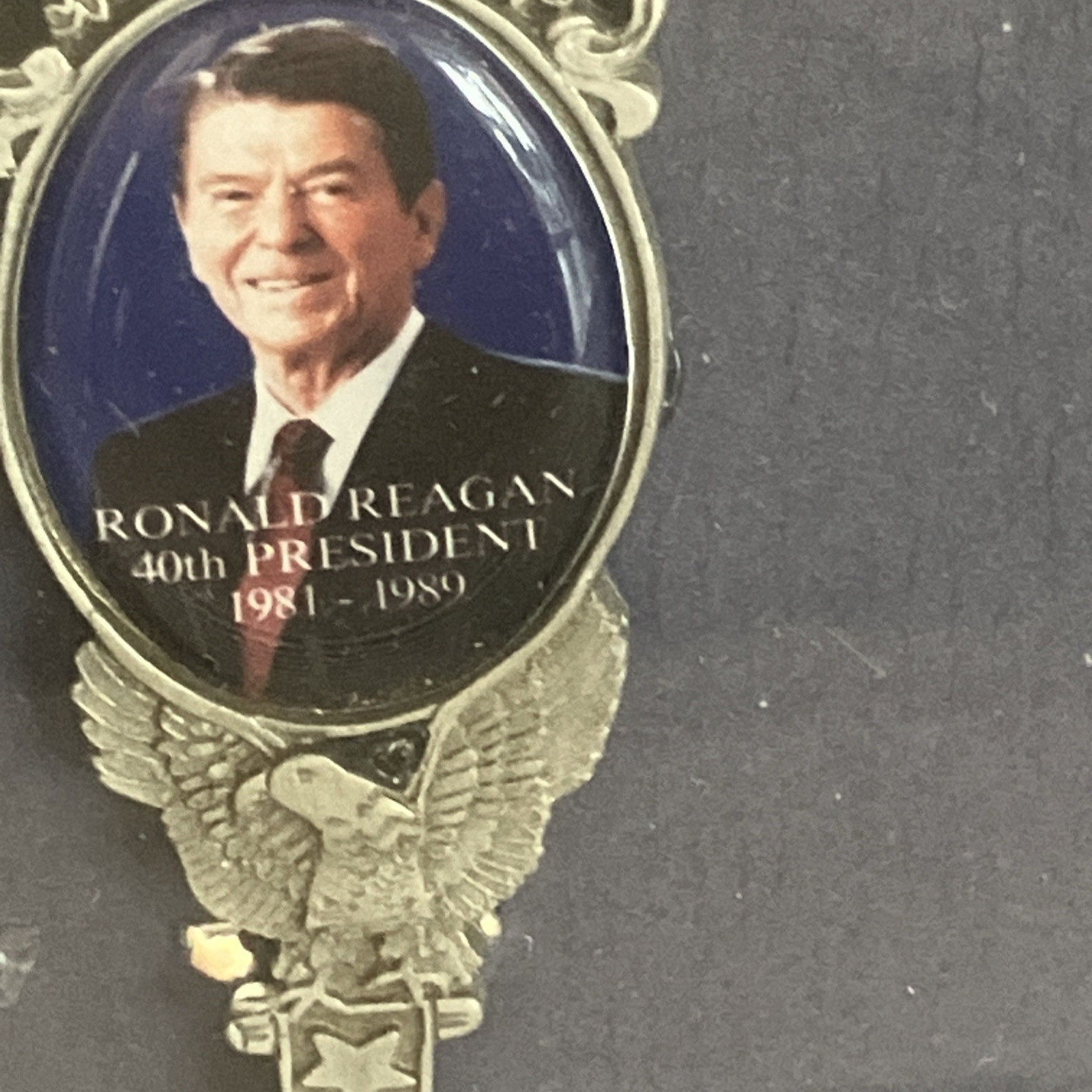 Presidential Ronald Regan And John F Kennedy Silver plated Spoon Set In Frame